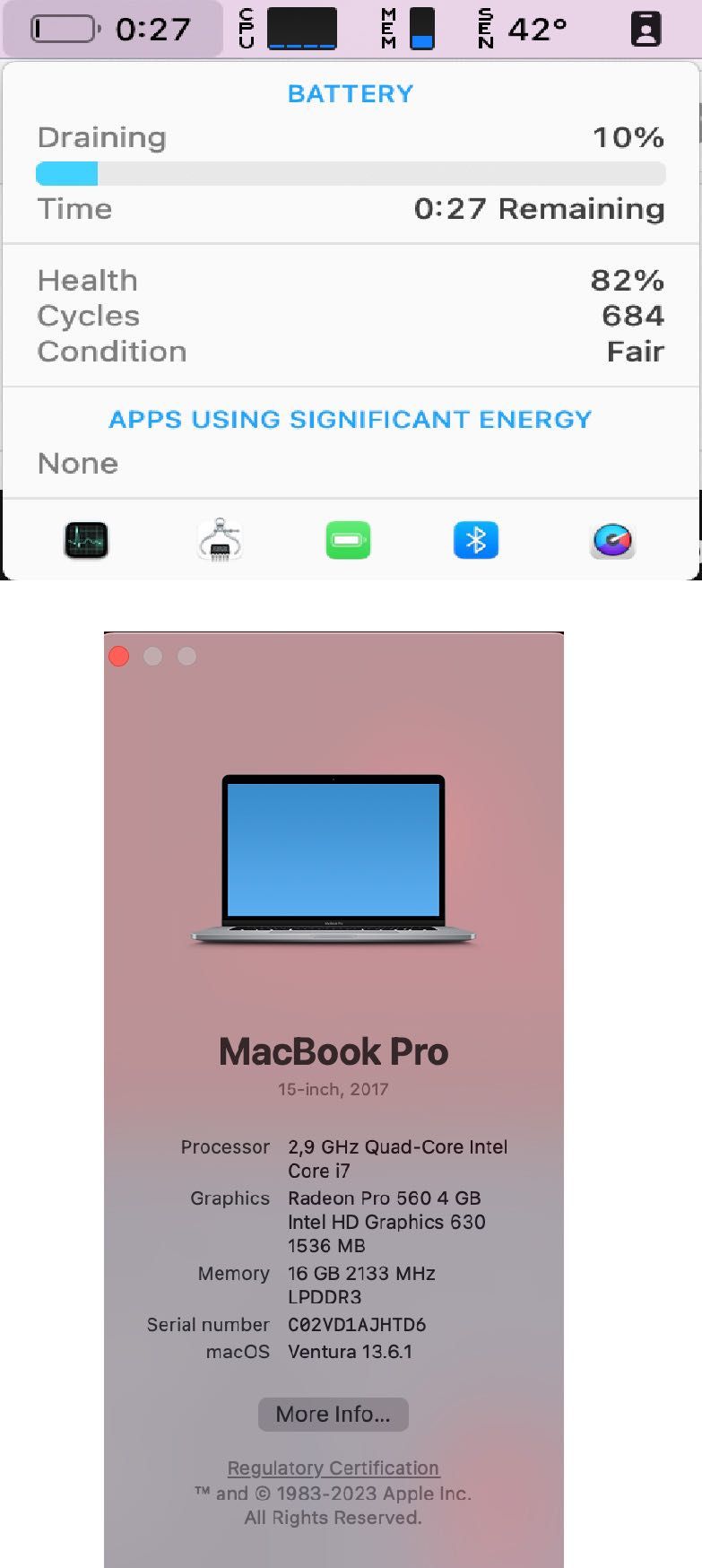 MacBook Pro 15 2017 I7 16 512 в чудовому стані