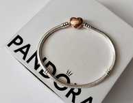 Bransoletka modułowa Pandora 925s serduszko logo rose gold nowa