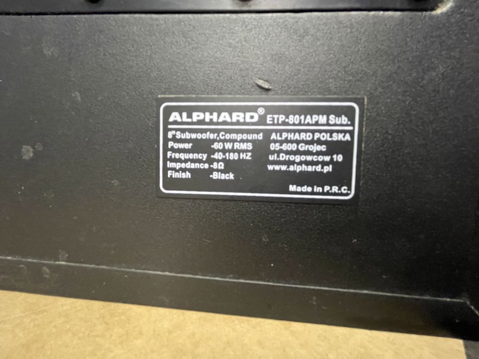 Subwoofer Alphard ETP-801
