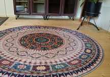 Dywan okrągły 150 cm boho retro vintage antypoślizgowy