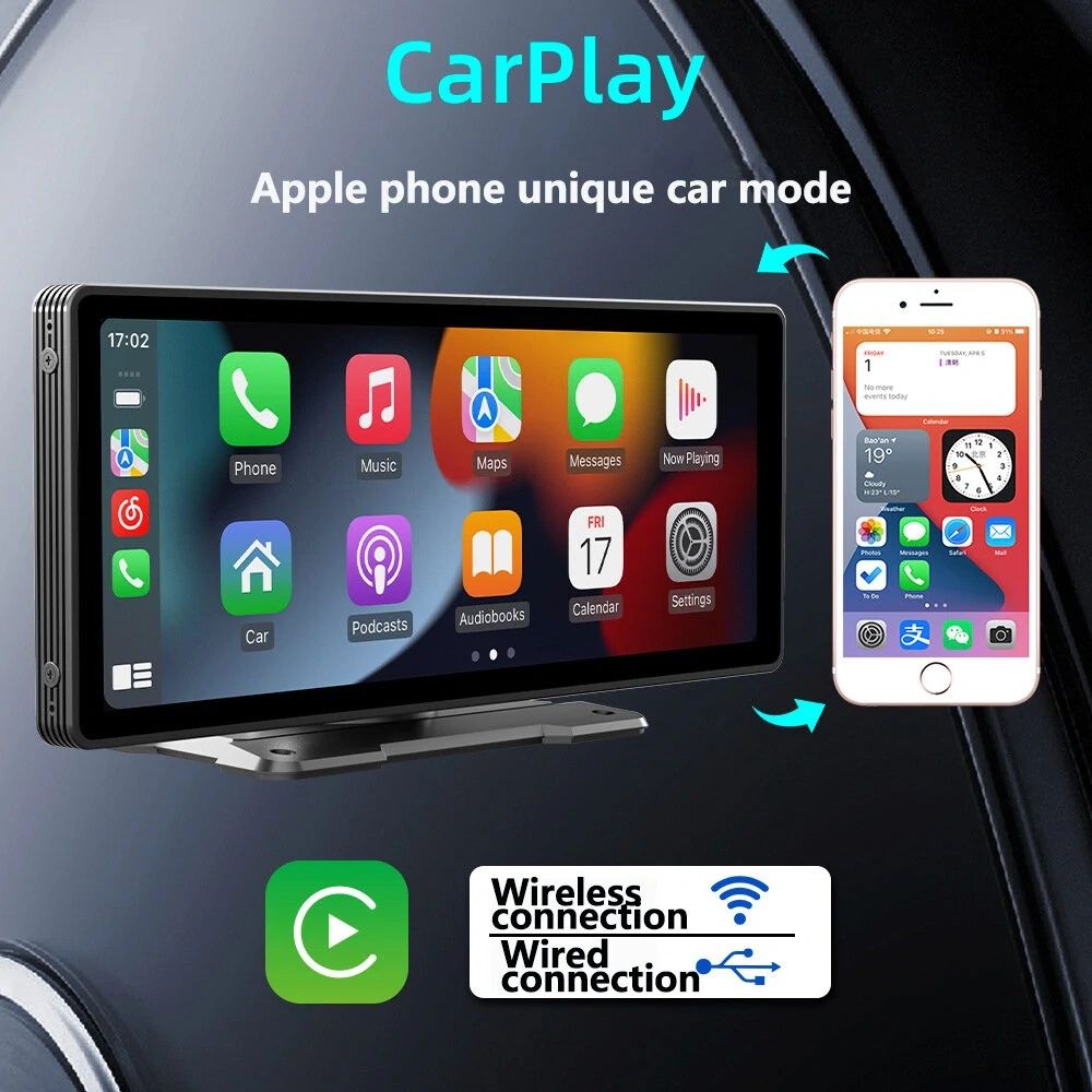 Auto Rádio Carplay MP5 portátil de 10,26 pol com bluetooth, tela HD