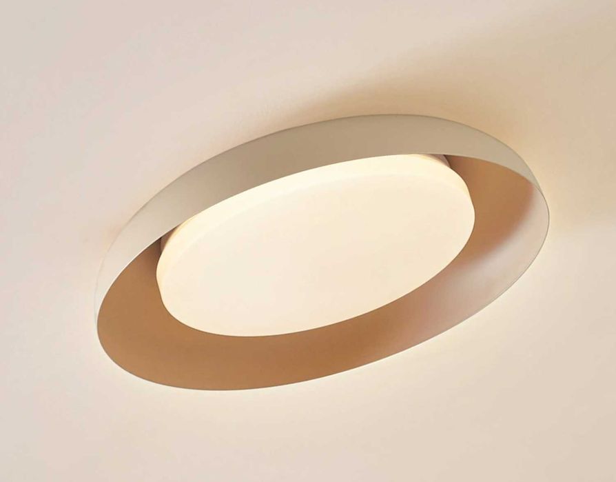 Lampa sufitowa LED, kolor beżowy, metalowa, Ø 40 cm