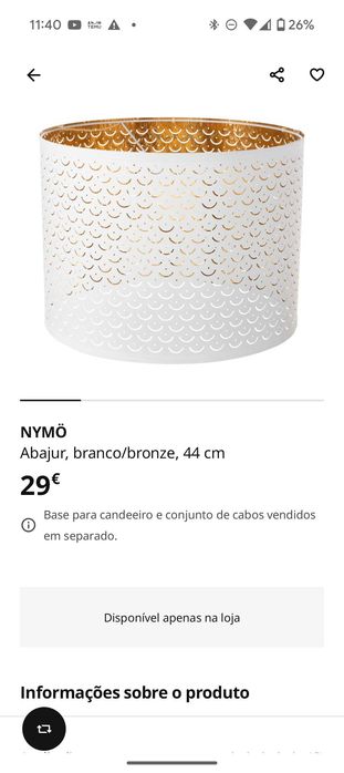 Abajur branco/dourado