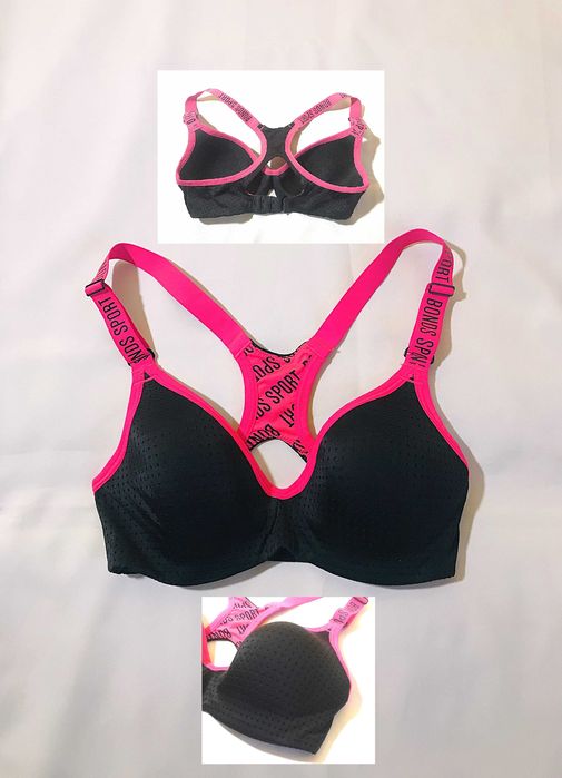 biustonosz sportowy bonds siateczka czarny neon róż 60A