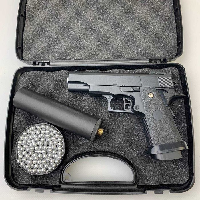 Металевий Дитячий пістолет Кольт 1911 із глушником іграшковий залізний