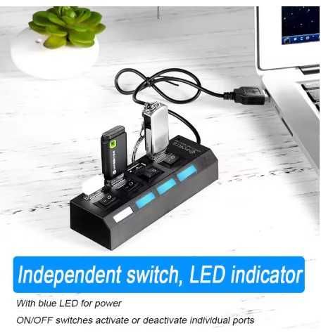 High Speed 4 Ports USB HUB 2.0 Adapter