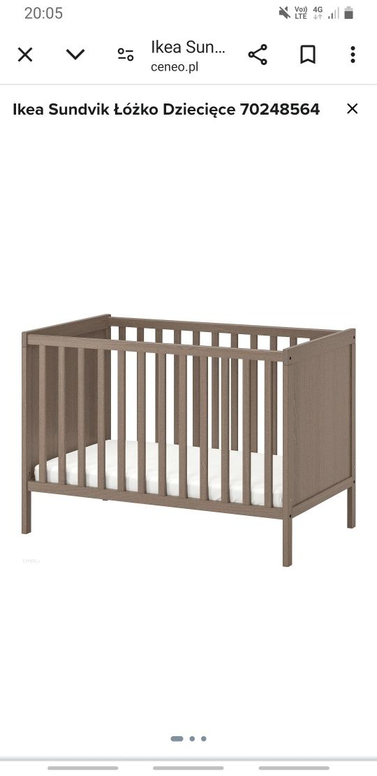 Łóżeczko ikea sundvik z dodatkami