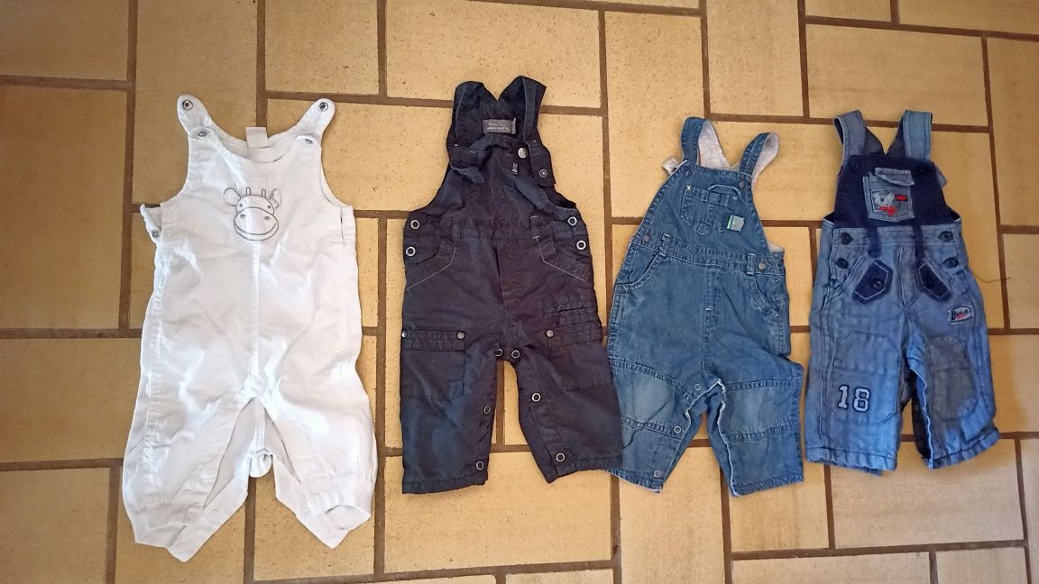 Conjunto de 4 jardineiras bebe menino