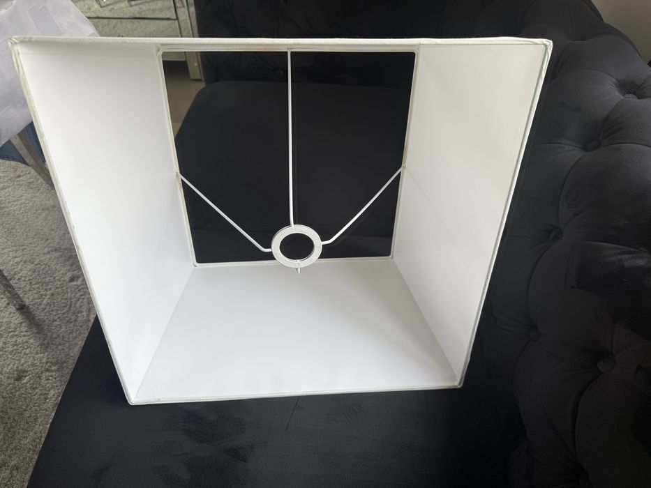 Biały duży stożkowy elegancki abażur J. Nowy 47cm x 36cm x 26cm