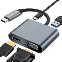 USB Hub ( ЮСБ хаб ) 4 в 1 Type-C to HDM + VGA. Ідеальний для MacBook.