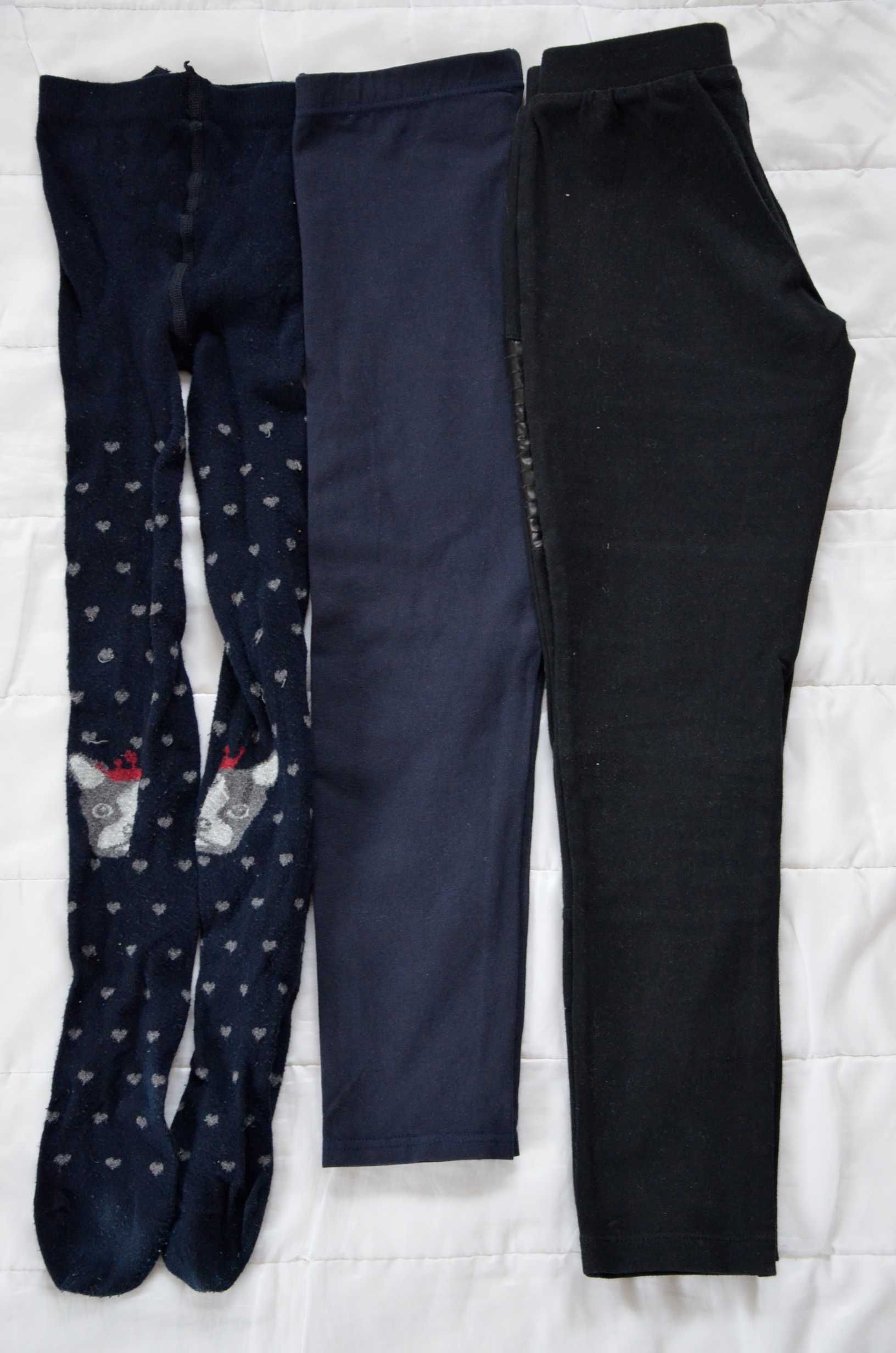 legginsy zestaw ubrań getry spodnie Calzedonia rajstopy 7 lat buldog