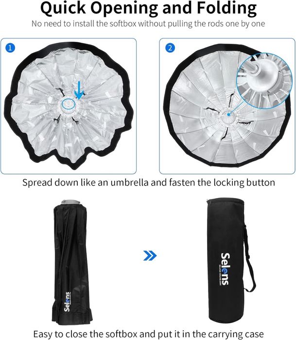 Softbox 85cm hexa (16 lados), Montagem Rápida  Bowens Speedring