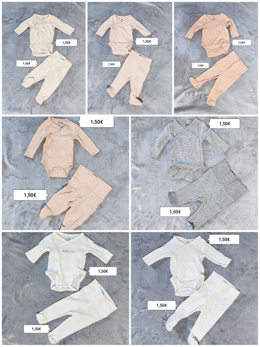 Roupas para bebê 0-4 m, almofada amamentação, sling e saco de dormir
