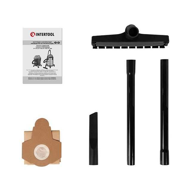 Пылесос строительный INTERTOOL DT-1015 (1 кВт, бак 15 л, 17кПа)