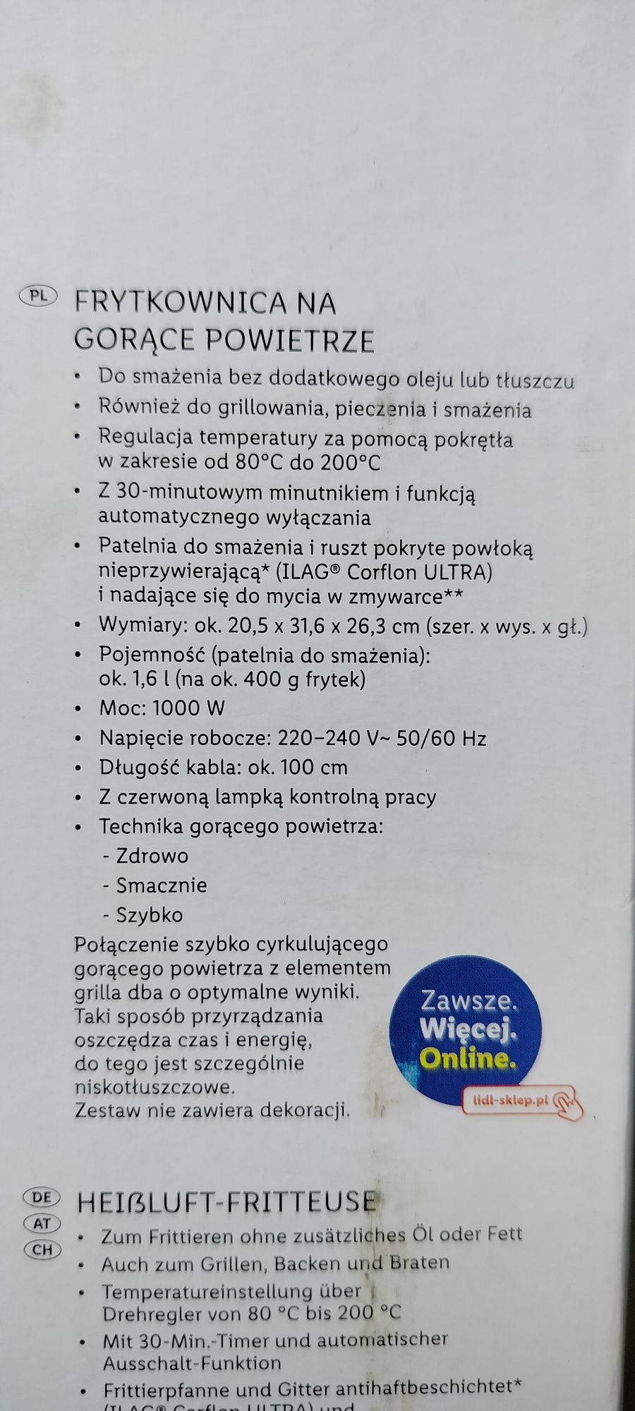 Frytkownica na gorące powietrze marki SilverCrest SHF 1000 B1