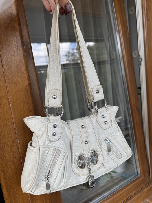 Сумка біла y2k шкіряна біла balenciaga angel kiss vintage white bag