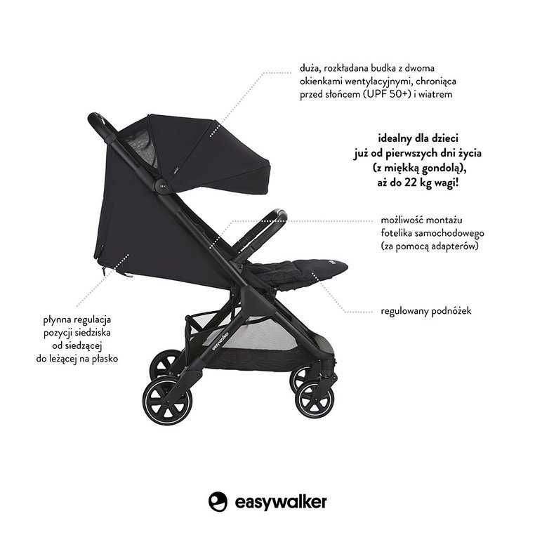 Easywalker Jackey wózek spacerowy +torba transportowa+folia+kierownica