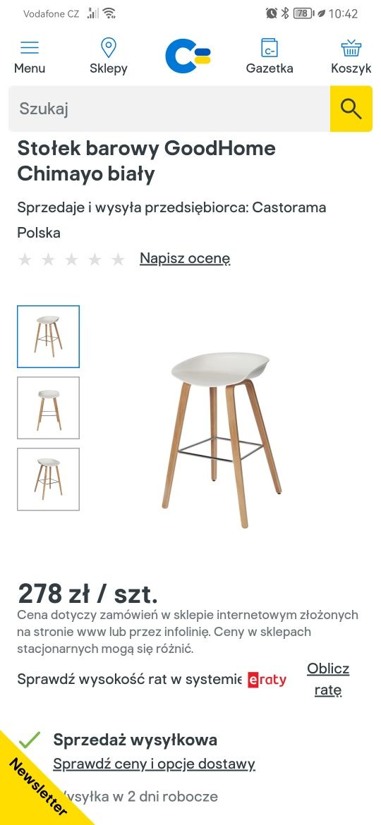 Stołki barowe GoodHome Chimayo Biały 2szt.(Castorama)