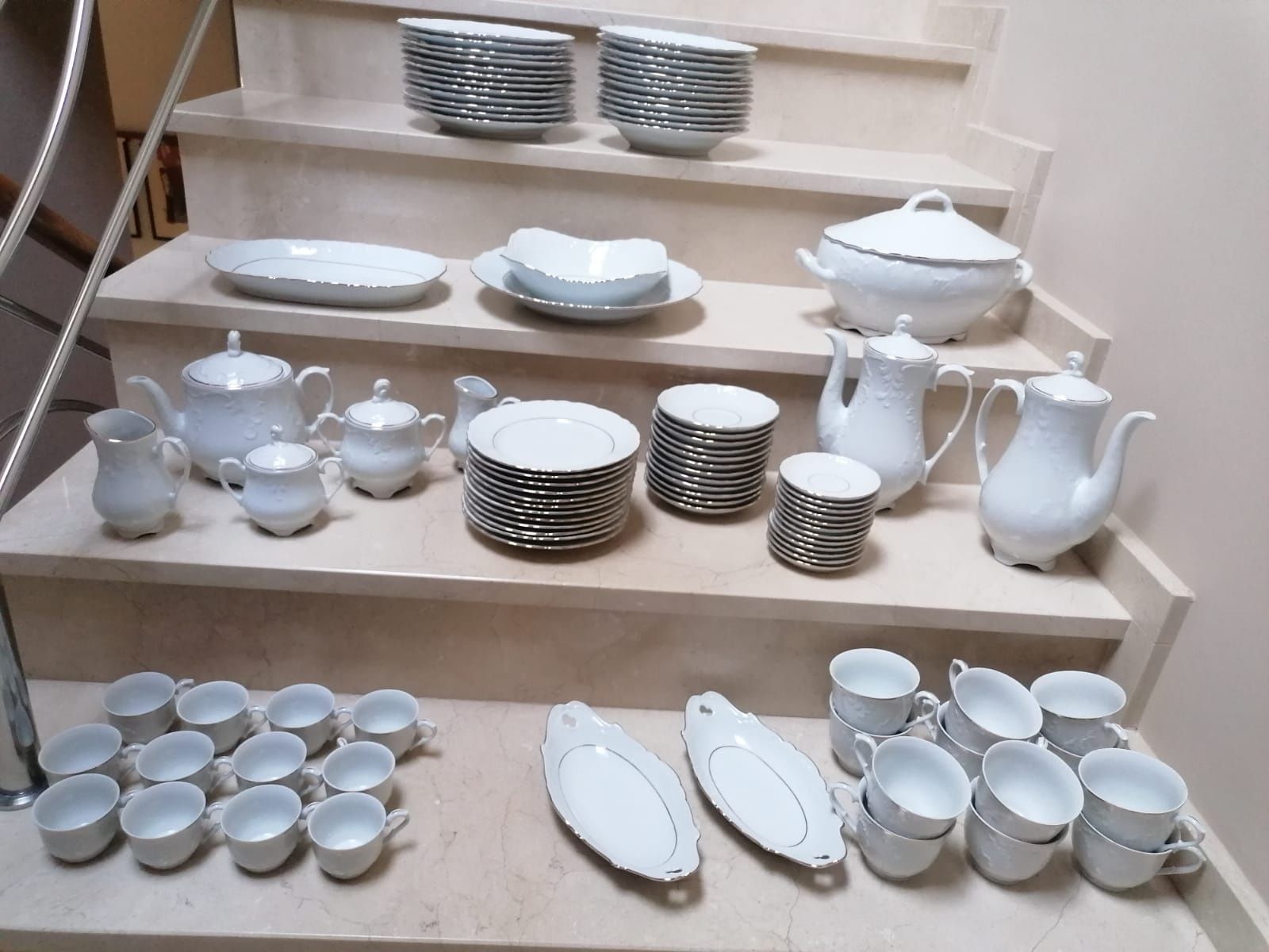 Komplet porcelany 128 elementów CMIELÓW ROKOKO ZŁOCONY