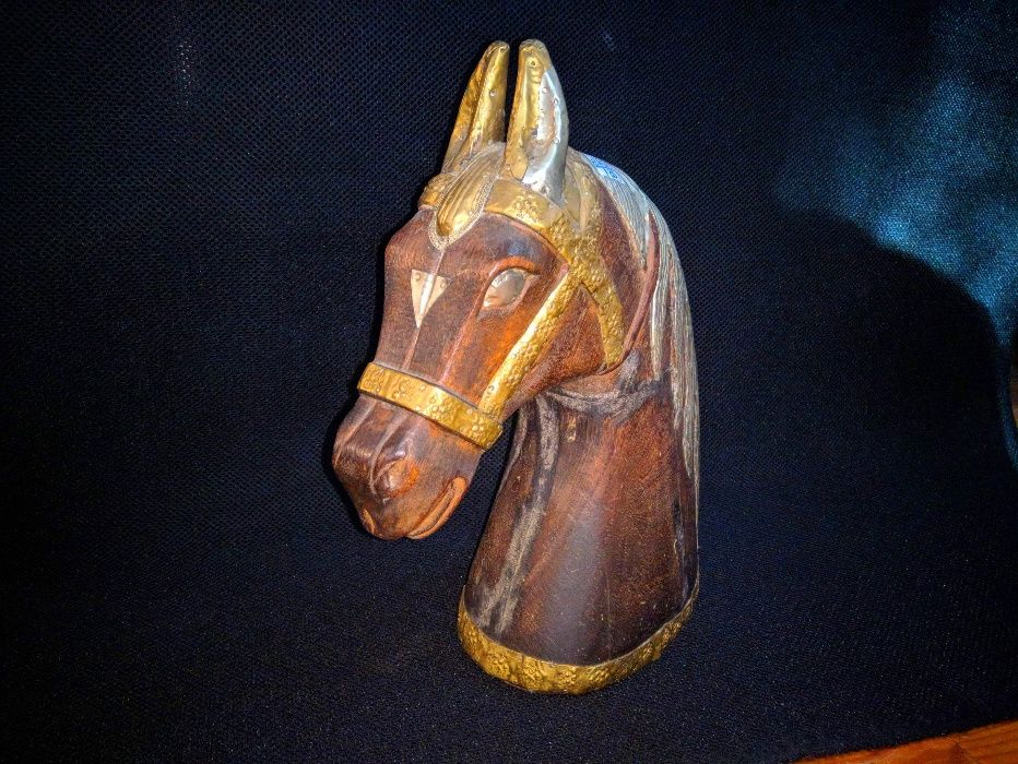 Busto Cabeça Cavalo Madeira