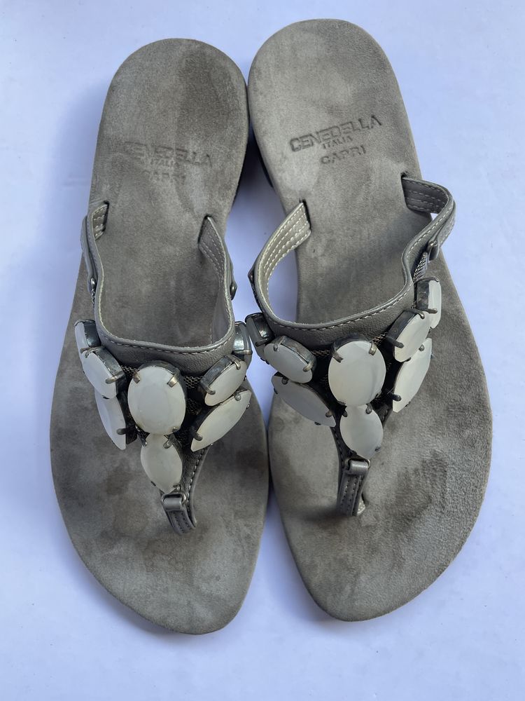 Cenedella CAPRI Italy zamszowe klapki japonki eleganckie kamienie 36