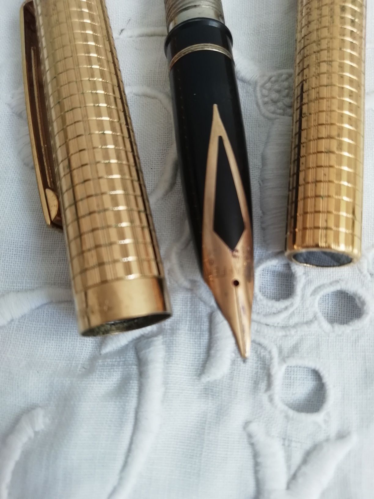 Caneta Shaffer aparo ouro e corpo plaque de ouro