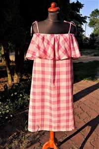 Sukienka hiszpanka różowa bawełna cotton L XL cottagecore