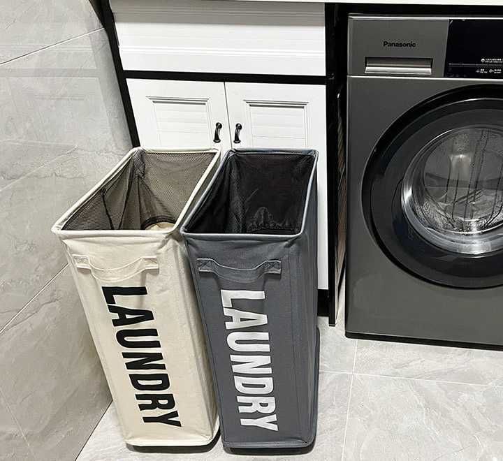 Kosz na Pranie Bieliznę Zabawki Mata do Jogi na Kółkach Składany Szary