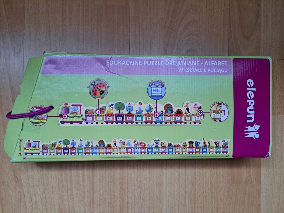 Edukacyjne Puzzle Drewniane - Alfabet ( w kształcie pociagu)