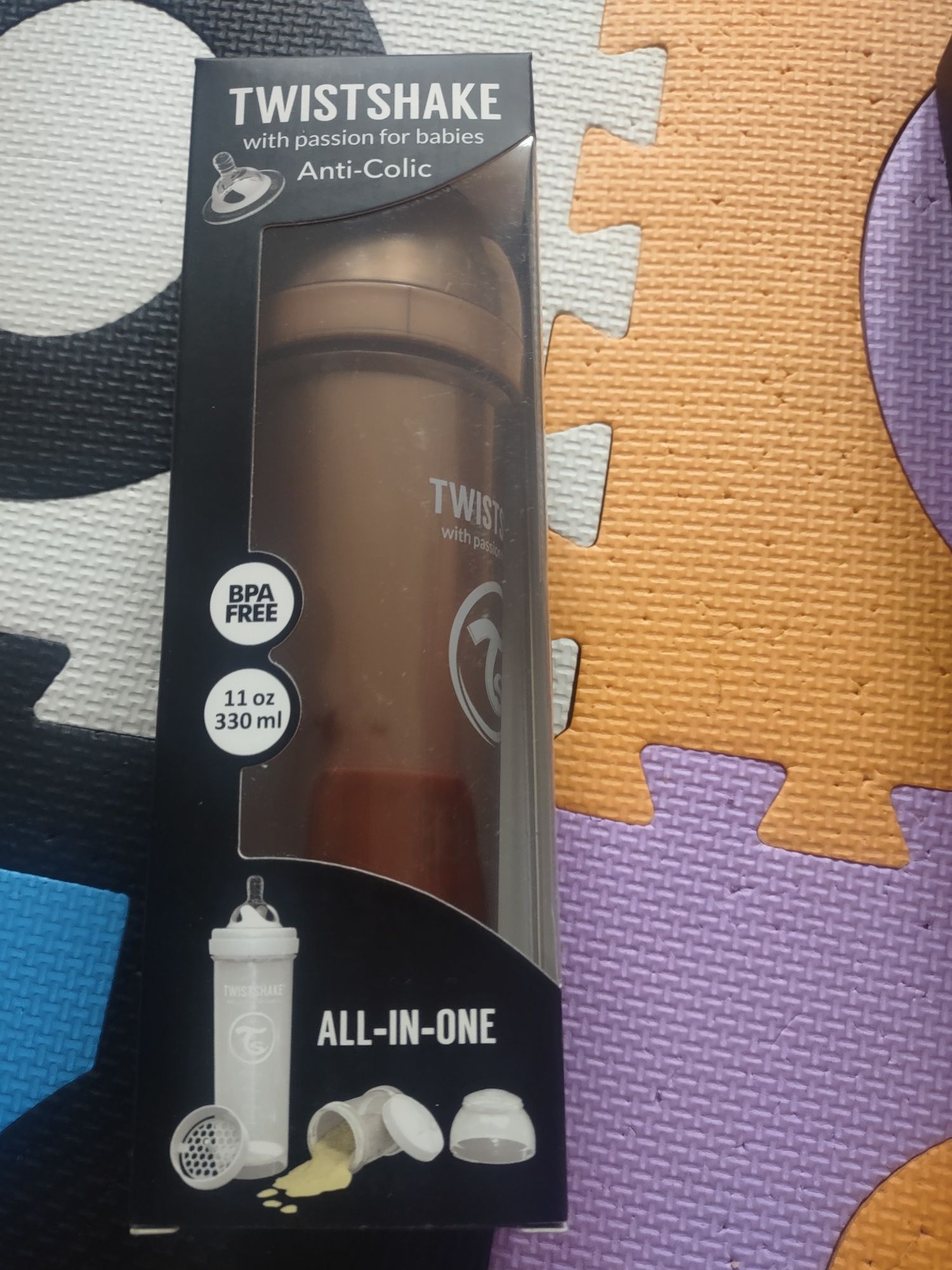 Twistshake antykolkowa perłowo brązowa butelka 330 ml