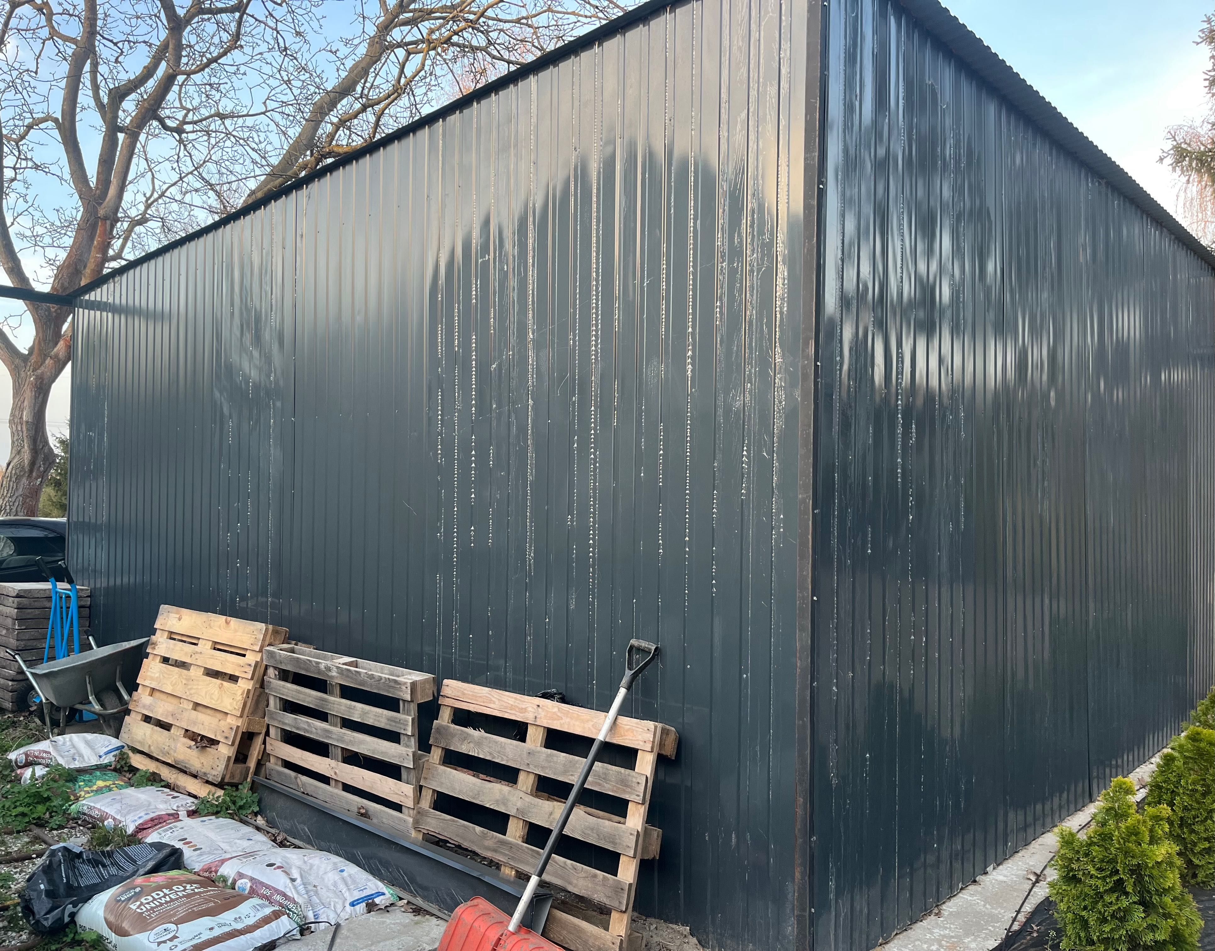 Używany blaszak / garaż / hala / 6.5mx6.5m 3+ wysoka RAL 7016 -42,25m2