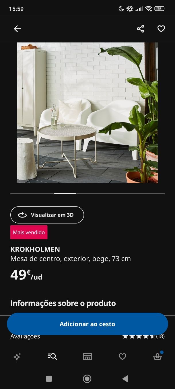 Mesa de centro IKEA 70cm