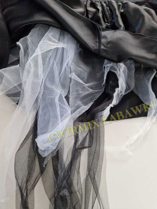 Halloween przebranie Strój kostium Szkielet sukienka M czarna