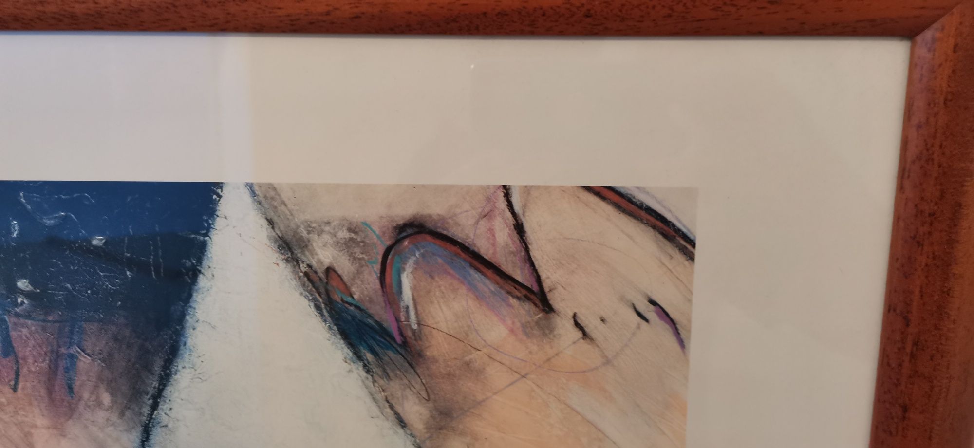Quadro abstrato moldura cerejeira