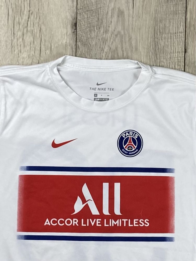 Nike dri-fit psg футболка s размер футбольная белая с принтом оригинал