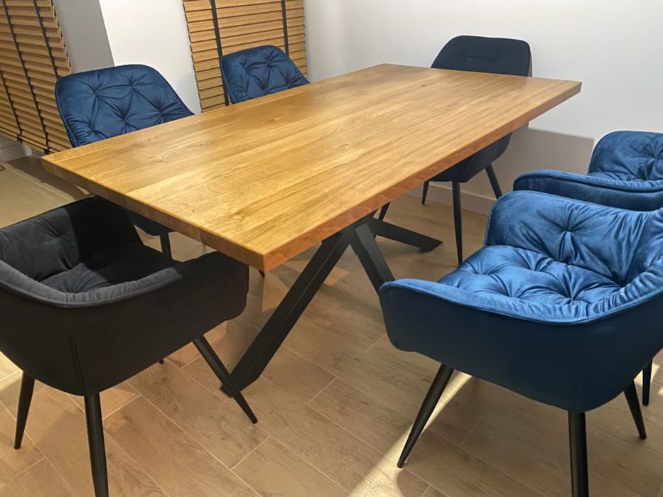 Stół dębowy loft Nowoczesny Dąb Lite Drewno Rustic Jadalnia Żywica