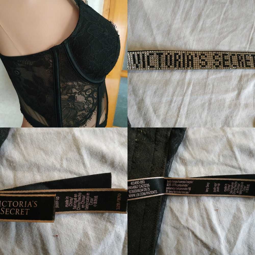 Мереживний чорний корсет-бюстье victoria's secret розмір XS (32B/B70)