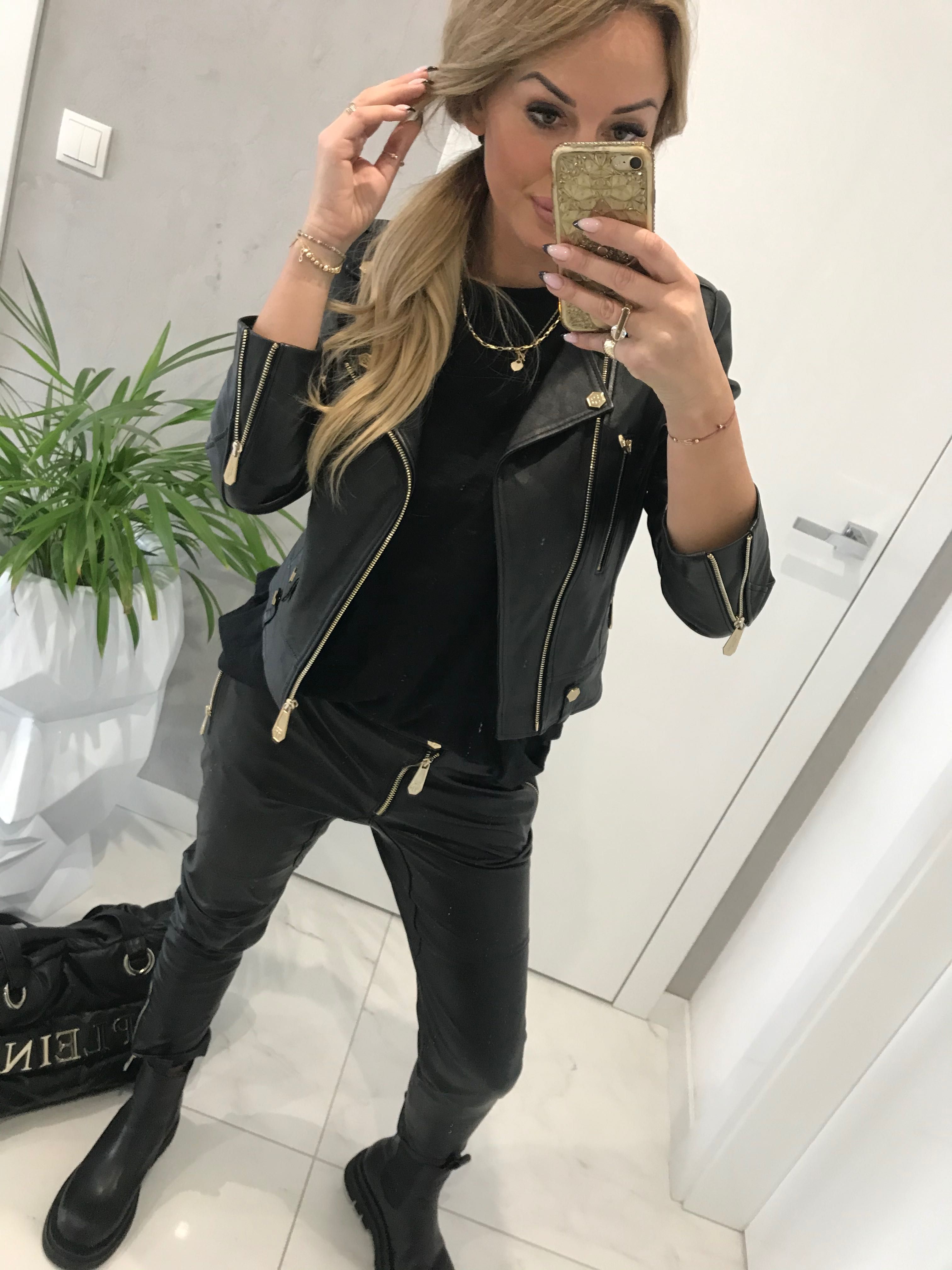 Sale 50% Spodnie skórzane boyfriend philipp Plein skóra naturalna