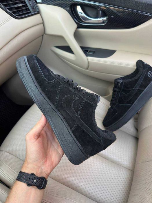 ХУТРО! Зимові Nike Air Force 1 Low Black Fur 40 41 42 43 44 45 46 найк