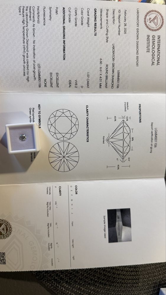 Diament laboratoryjny 1.07 ct IGI – D/VS2