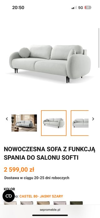 Kanapa rozkładana 3 osobowa