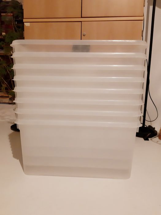 Duże pudło pudełko transparentne plastikowe z pokrywką 30x40x60