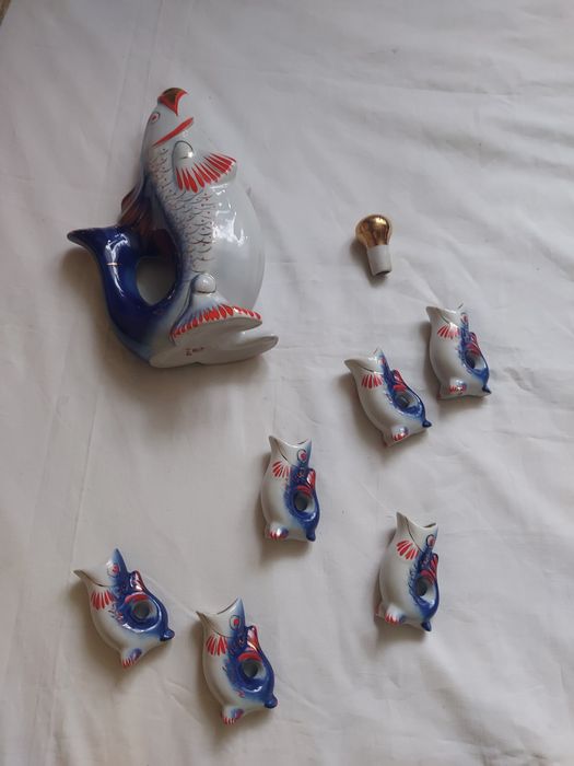 Karafka ryba i 6 kieliszków zsrr połonne