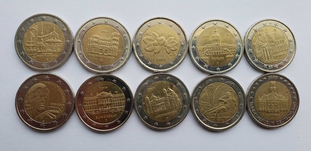 Monety 2 EURO zestaw 10 okolicznościowe