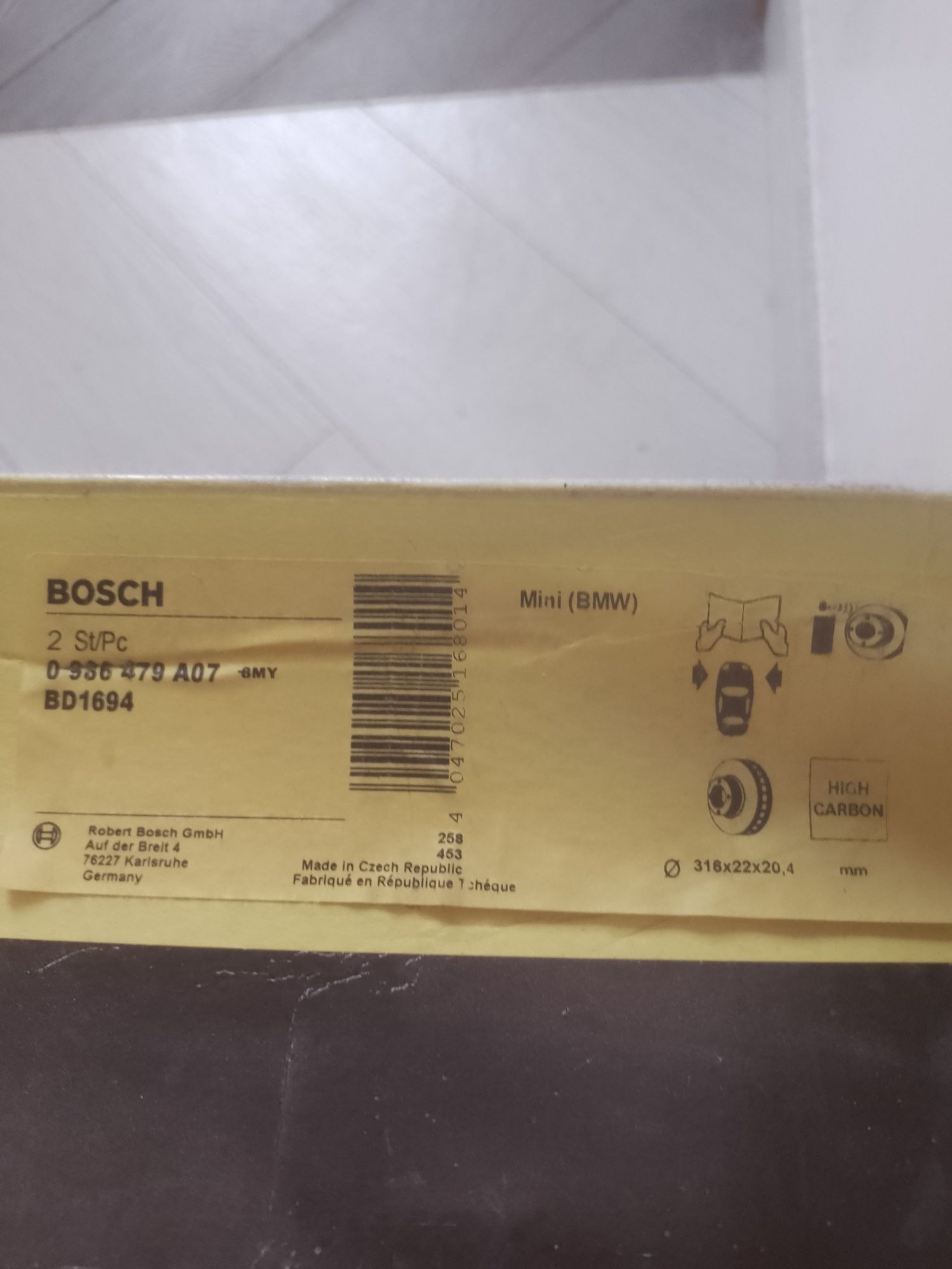 Тормозні диски Bosch MINI/Mercedes A-class