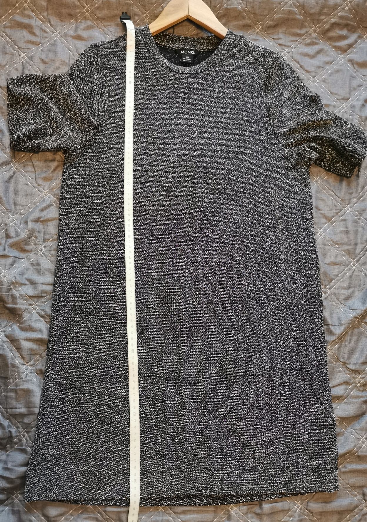 Srebrna sukienka / tunika oversize, rozmiar XS