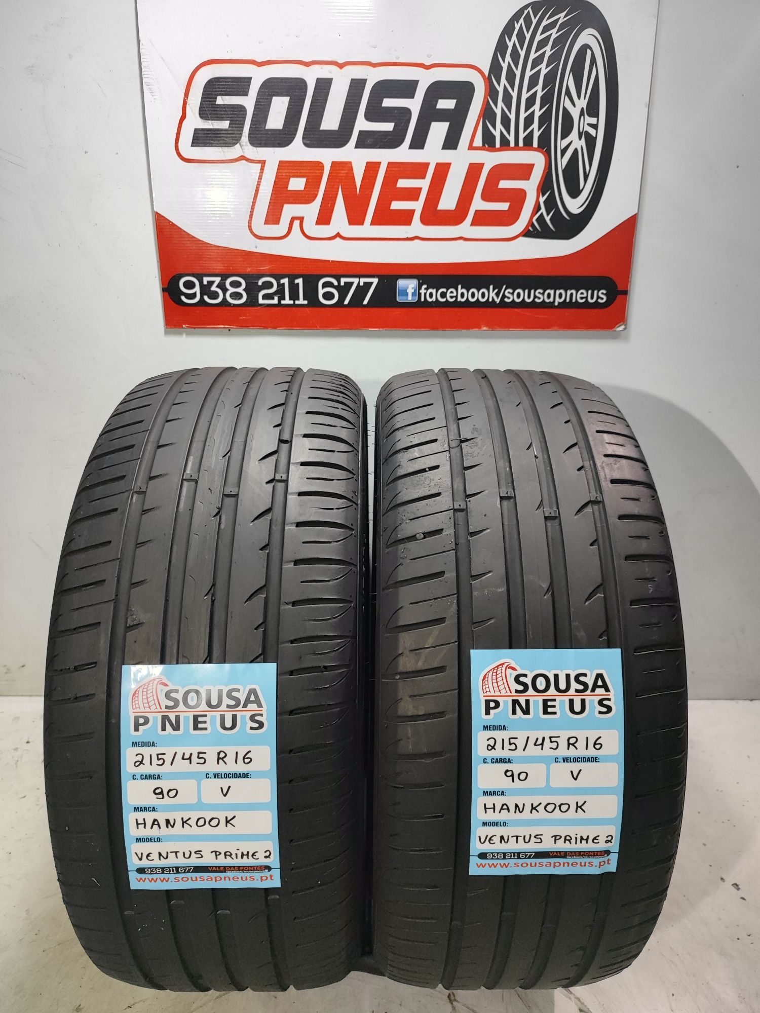 2 pneus semi novos Hankook 215/45R15 Oferta dos portes