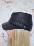 Czapka konfederatka skórzana czarna unisex