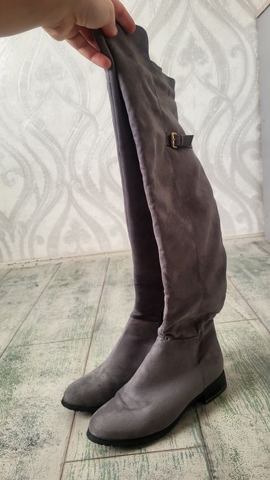 Замшеві ботфорти 39 зимова жіноча куртка М