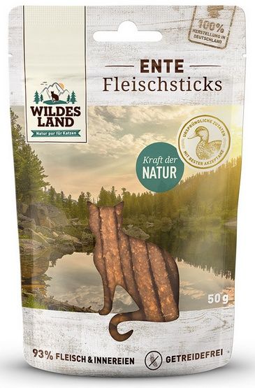 Zdrowe przysmaki dla kotów z dużą ilością mięsa Wildes Land Kaczka 50g